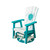 Amish built, all-weather poly, outdoor glider chair, pictured in aruba blue and white with turtle engraving.