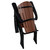 Amish crafted poly raised folding adirondack chair, pictured in folded position finished in black and cherrywood.