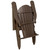 All-weather poly folding adirondack chair pictured in folded position, finished in brown.