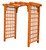 Amish crafted 5 foot Cambridge cedar arbor pictured in redwood stain