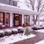 Amish made poly Christmas tree lawn stake pictured at modern farmhouse entrance