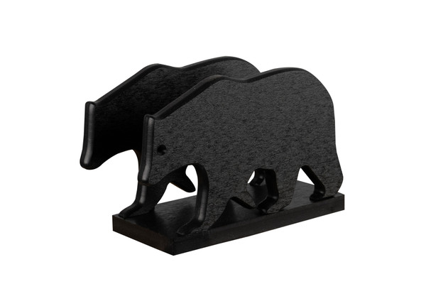 Sea Quest Rustic Collection indoor outdoor, poly napkin holder - bear in black