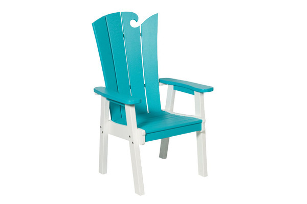 Amish crafted Ocean Wavz collection poly dining chair pictured in aruba blue and white