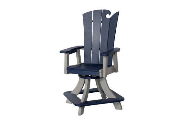 Amish crafted OceanWavz poly swivel counter chair in patriot blue and light gray