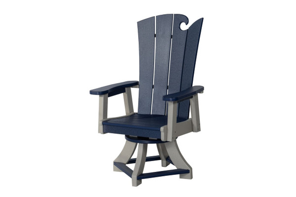 Amish crafted Ocean Wavz poly swivel dining chair in patriot blue and light gray