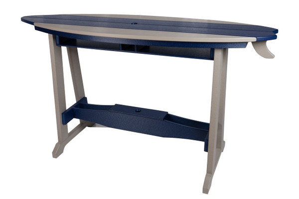 Surf-Aira 6 foot poly dining table in light gray and patriot blue.