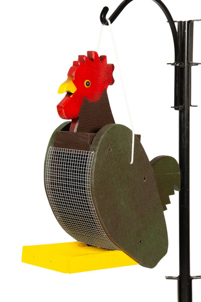 Amish Crafted Wood Bird Feeder in Rooster Design