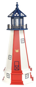 Patriotic model poly lighthouse for Kingsland, GA customer.