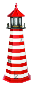 Florida custom garden lighthouse in red, white, black.