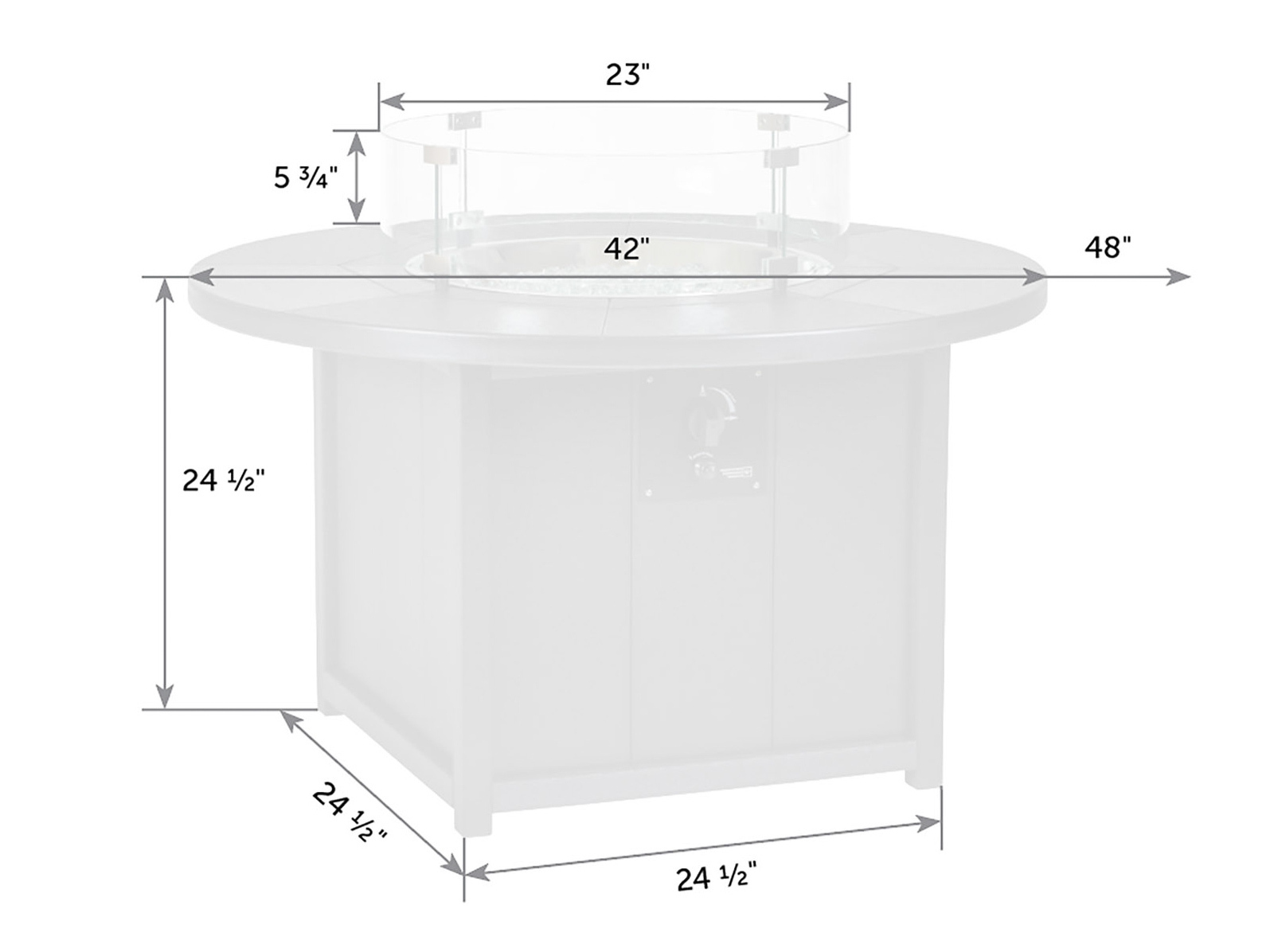 Dimensions diagram for fire pit