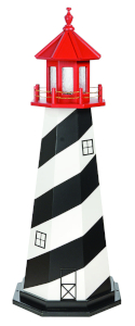 Amish crafted hybrid lighthouses for sale in Georgia, red, black, white.