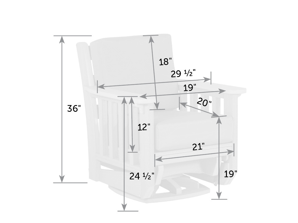 Mission swivel glider dimensions