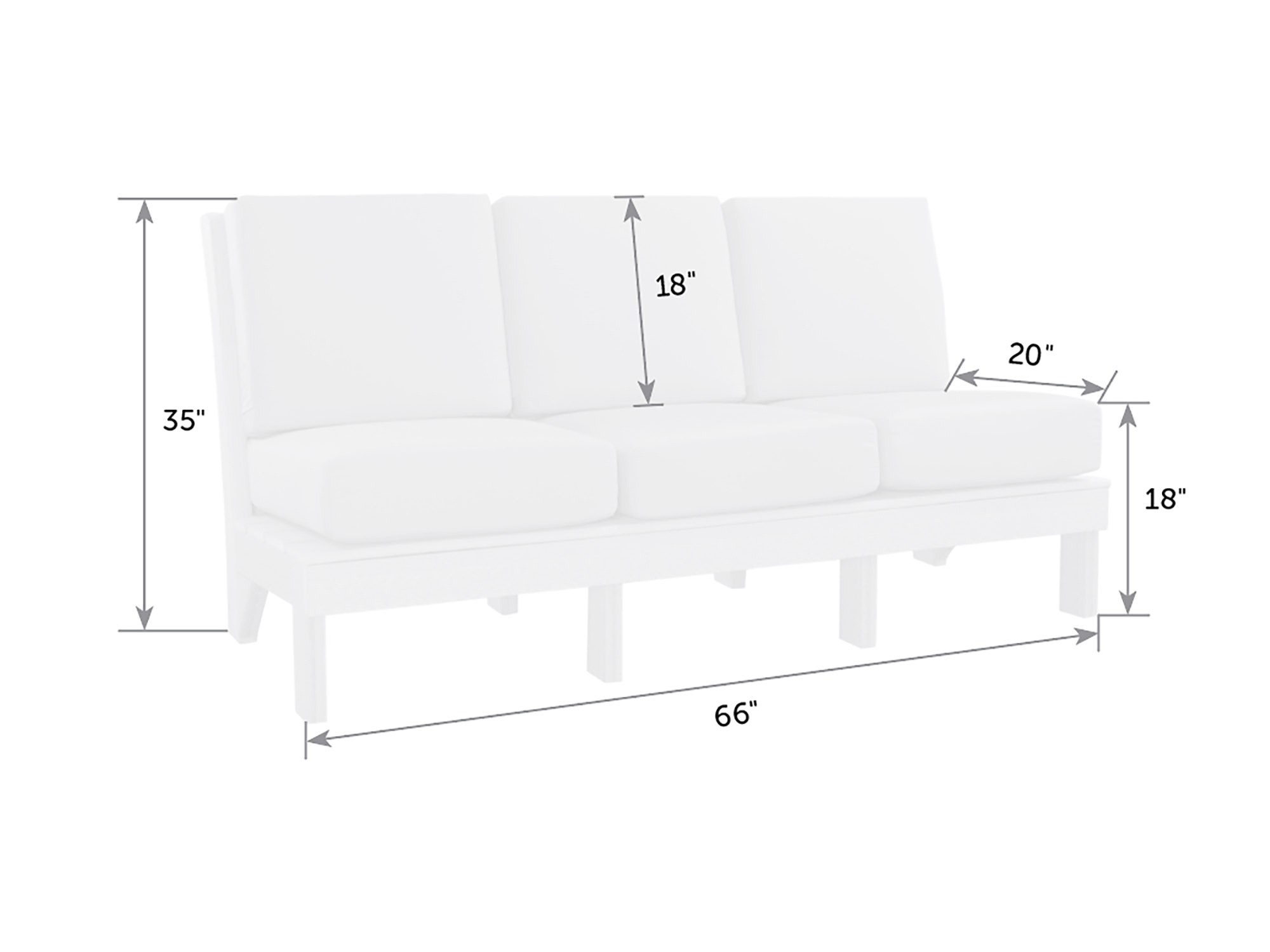 poly outdoor  section center sofa dimensions diagram