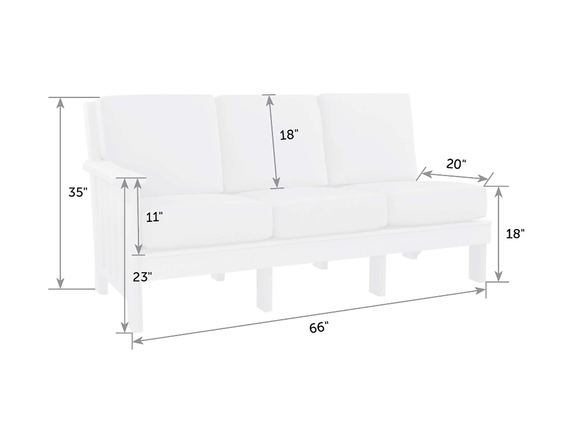 poly outdoor  section left side sofa dimensions diagram