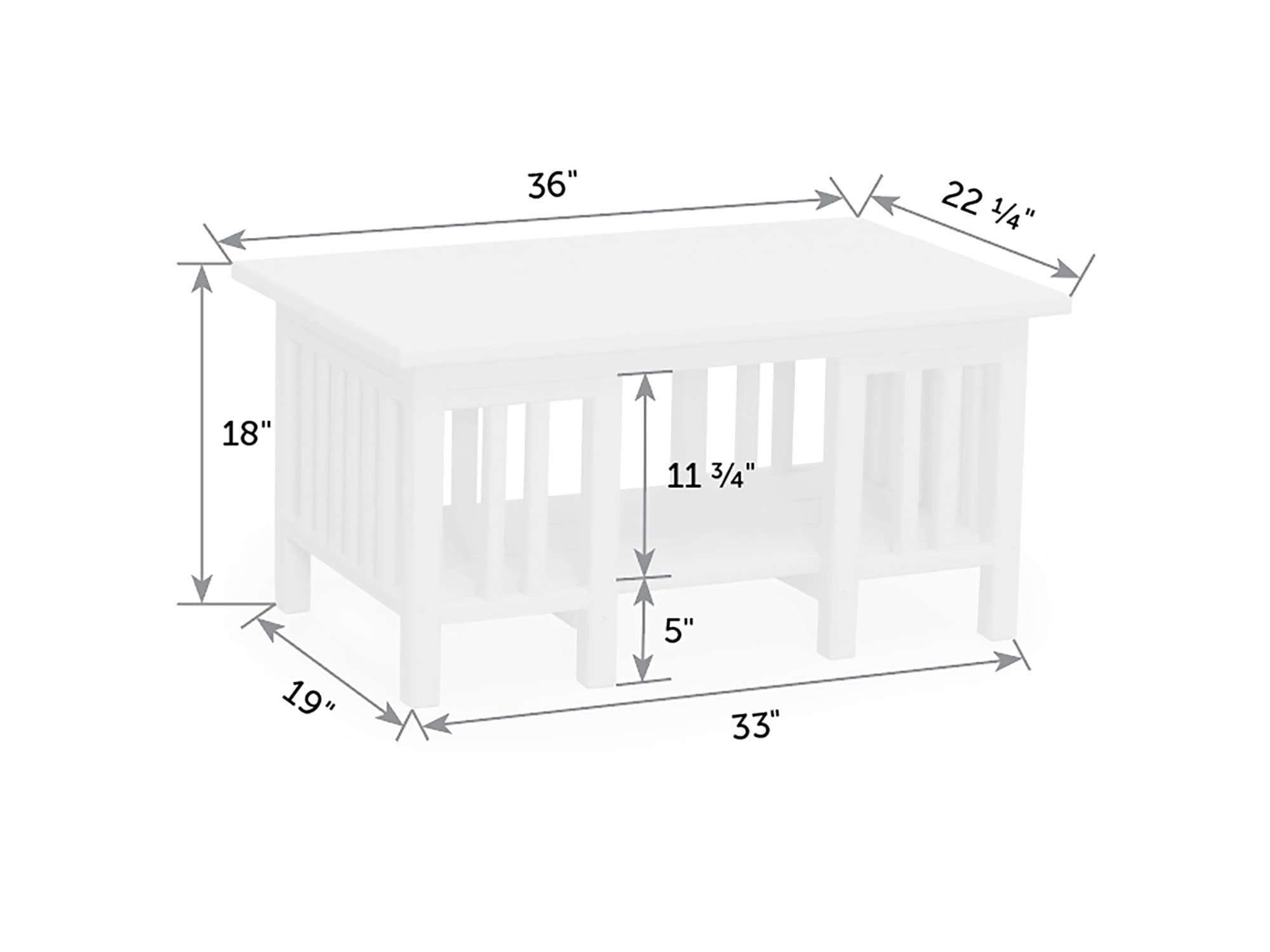 Mission coffee table dimensions