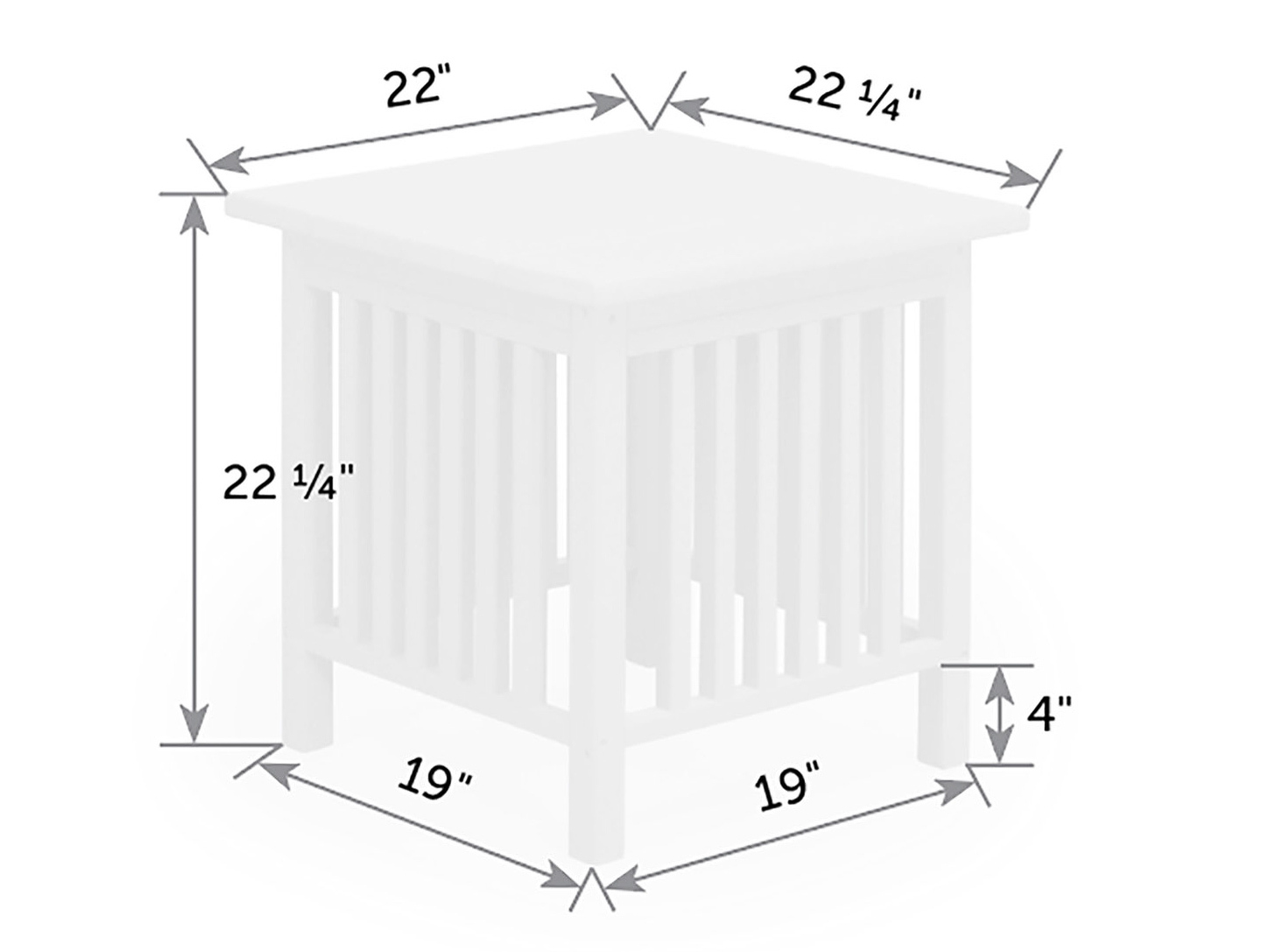 Mission side table dimensions