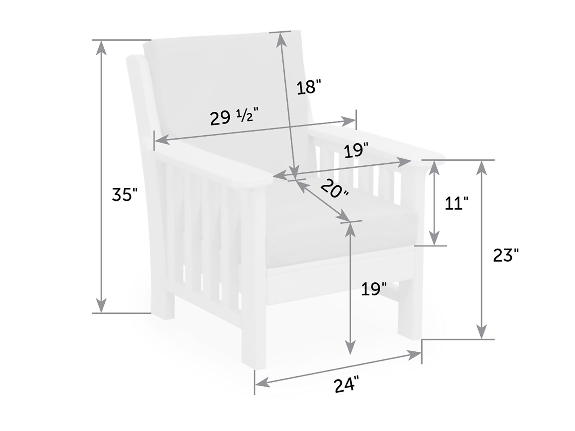 Mission love seat dimensions