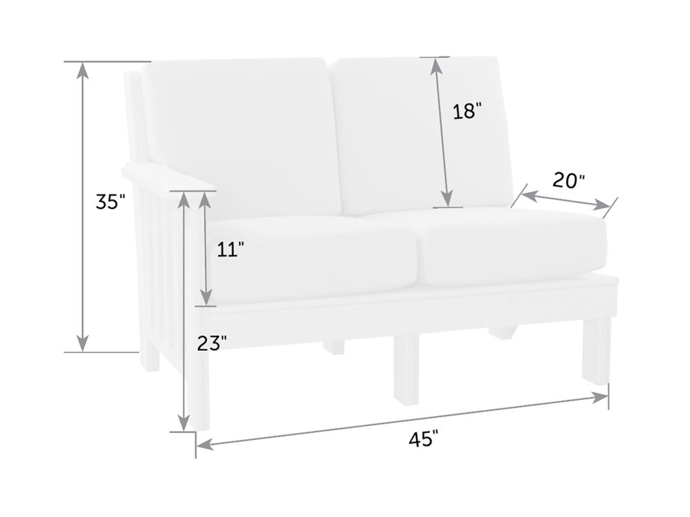 Poly outdoor sectional left side love seat dimensions diagram