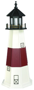 Florida poly lighthouse in black, white, and cherrywood.