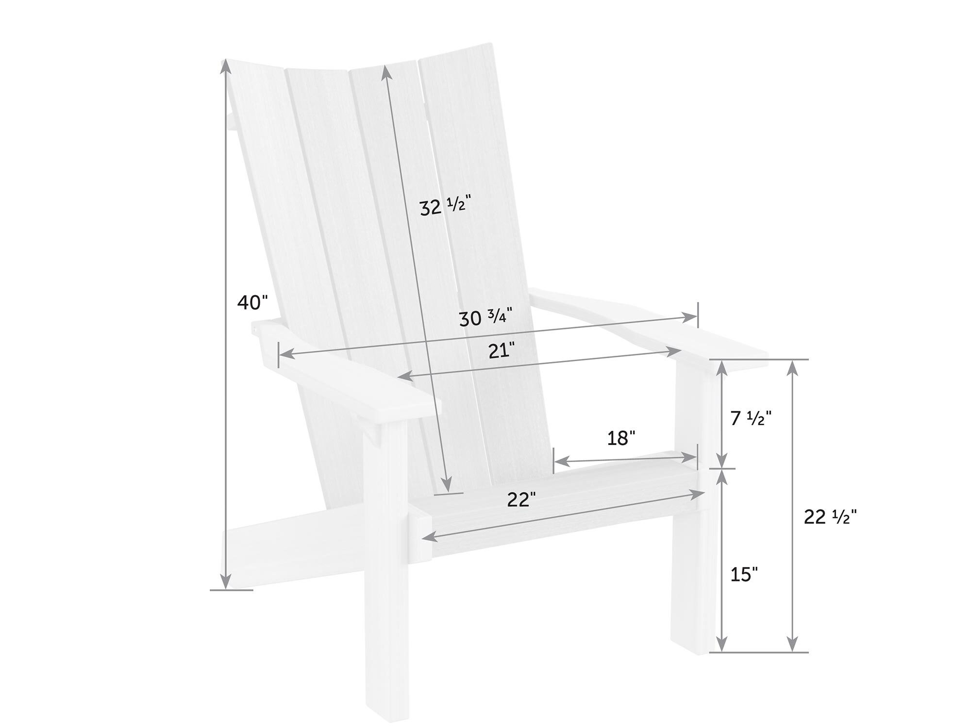 Skyward Adirondack Chair dimensions diagram