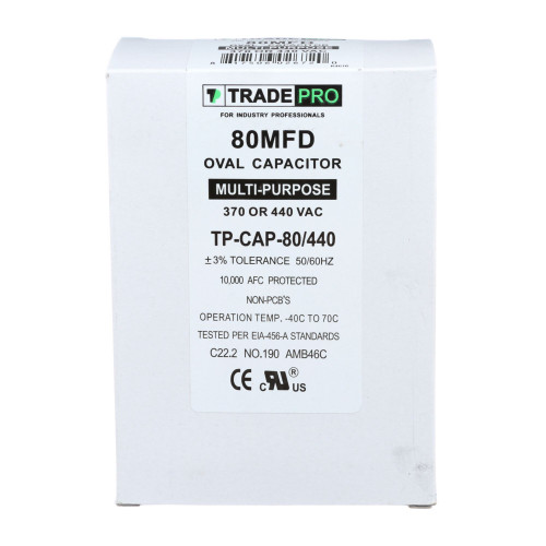 TRADEPRO® - TP-CAP-80/440 80 MFD 440 Volt Run Capacitor