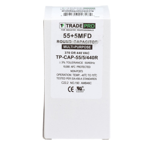 TRADEPRO® - TP-CAP-55/5/440R 55+5 MFD 440V Run Capacitor