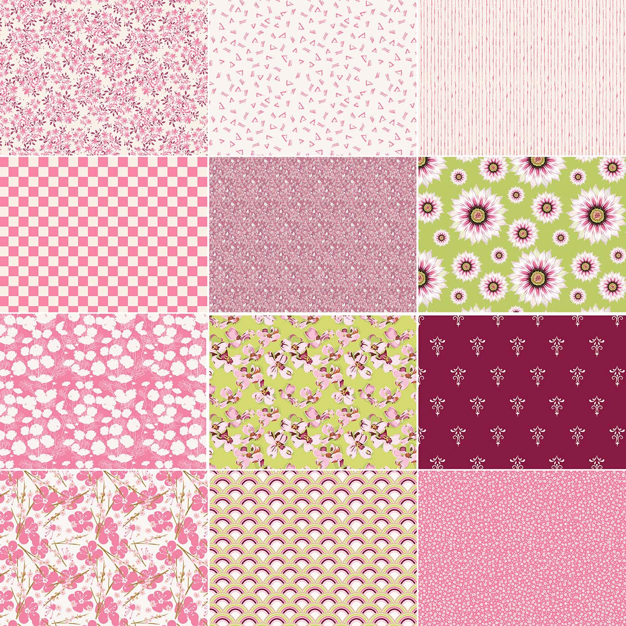 A New Day Bright Blush Fat Quarters - Cotton Quilt Fabric