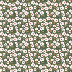 Bed of Poppies Fabric in Green colorway by AjoyeDesigns
