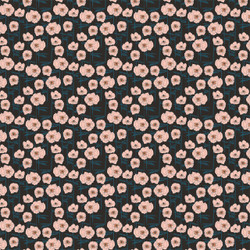 Bed of Poppies Fabric in Black colorway by AjoyeDesigns