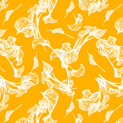 Foliage Floral Fabric Design (Yellow colorway)