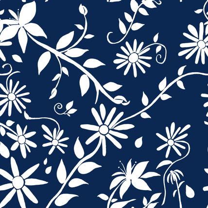 Trellis Reverse Floral Fabric Design (Ink colorway)