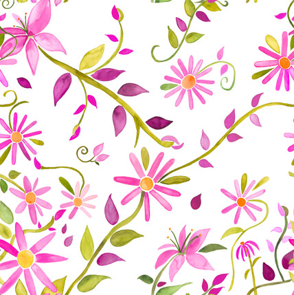 Trellis Floral Fabric Design (Rose Pink colorway)