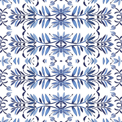 Porto Floral Fabric Design (Indigo colorway)