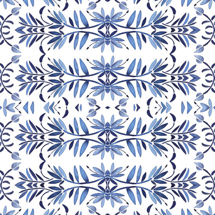 Porto Floral Fabric Design (Indigo colorway)