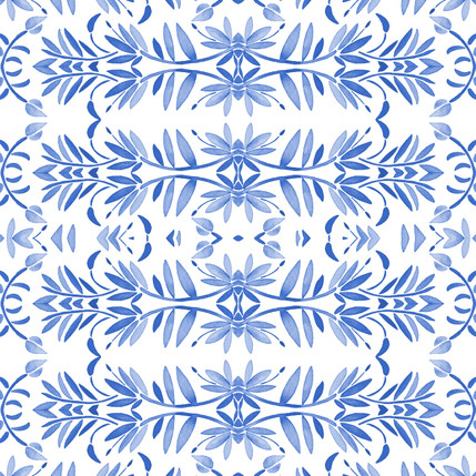Porto Floral Fabric Design (Peacock colorway)
