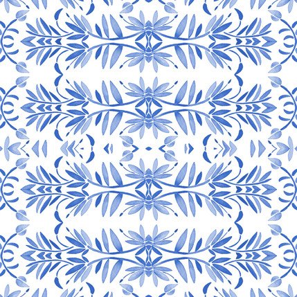 Porto Floral Fabric Design (Peacock colorway)