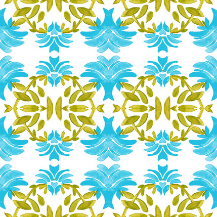 Newport Floral Fabric Design (Pool colorway)