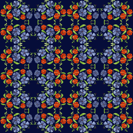 Poppy Floral Fabric Design (Evening Vineyard colorway)