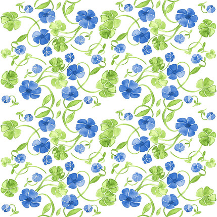 Clover Floral Fabric Design (Blueberry colorway)