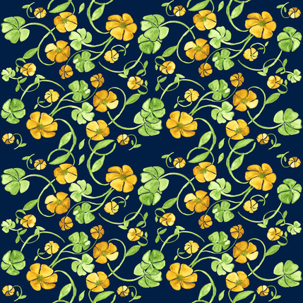 Clover Floral Fabric Design (Emerald Isle colorway)