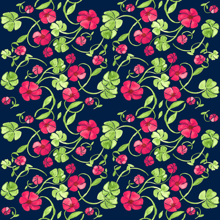 Clover Floral Fabric Design (Flowering Cliffs colorway)