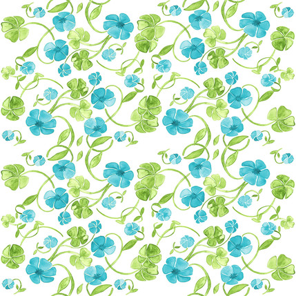 Clover Floral Fabric Design (Sea colorway)