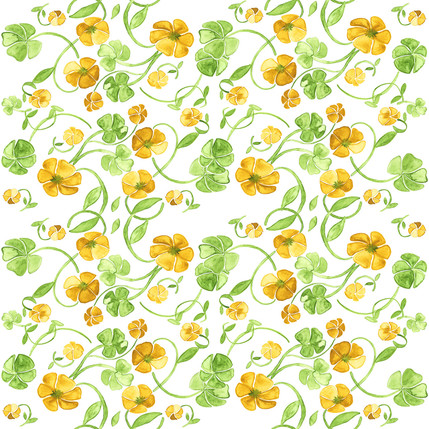 Clover Floral Fabric Design (Sunshine colorway)