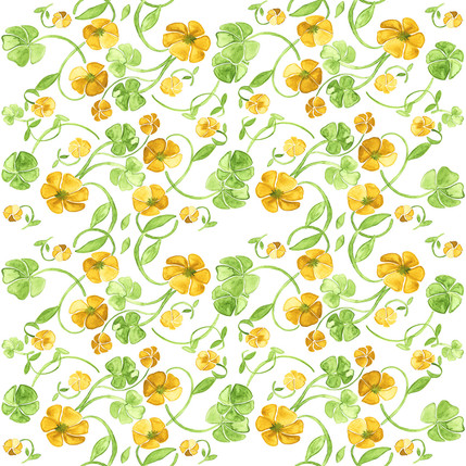 Clover Floral Fabric Design (Sunshine colorway)