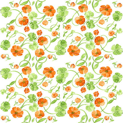 Clover Floral Fabric Design (Terracotta colorway)