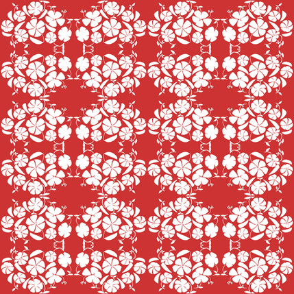 Poppy Reverse Floral Fabric Design (Crimson colorway)