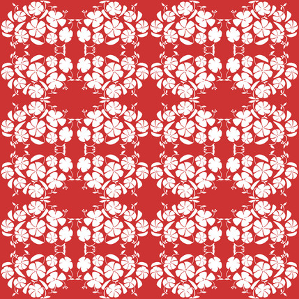 Poppy Reverse Floral Fabric Design (Crimson colorway)