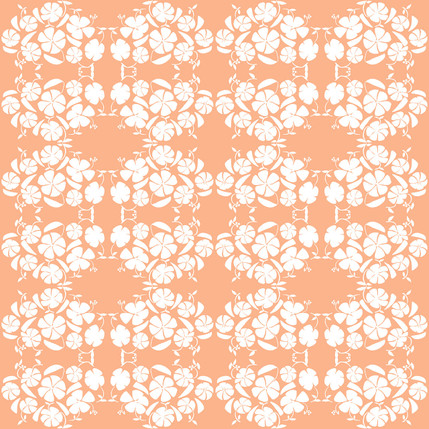 Poppy Reverse Floral Fabric Design (Peach colorway)