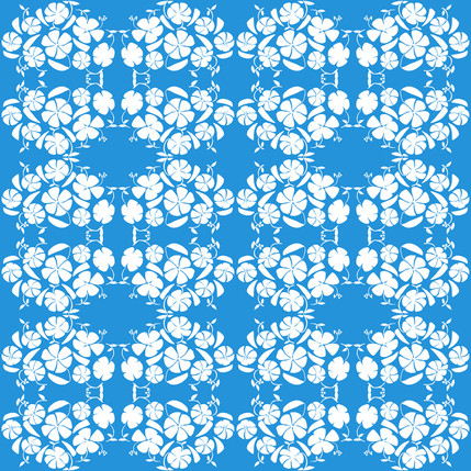 Poppy Reverse Floral Fabric Design (Sky colorway)