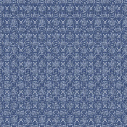 Overlapping Medallions Fabric Design (Navy colorway)